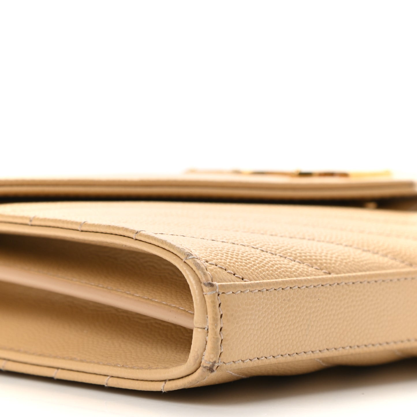 Grain De Poudre Matelasse Chevron Monogram Chain Wallet Dark Beige