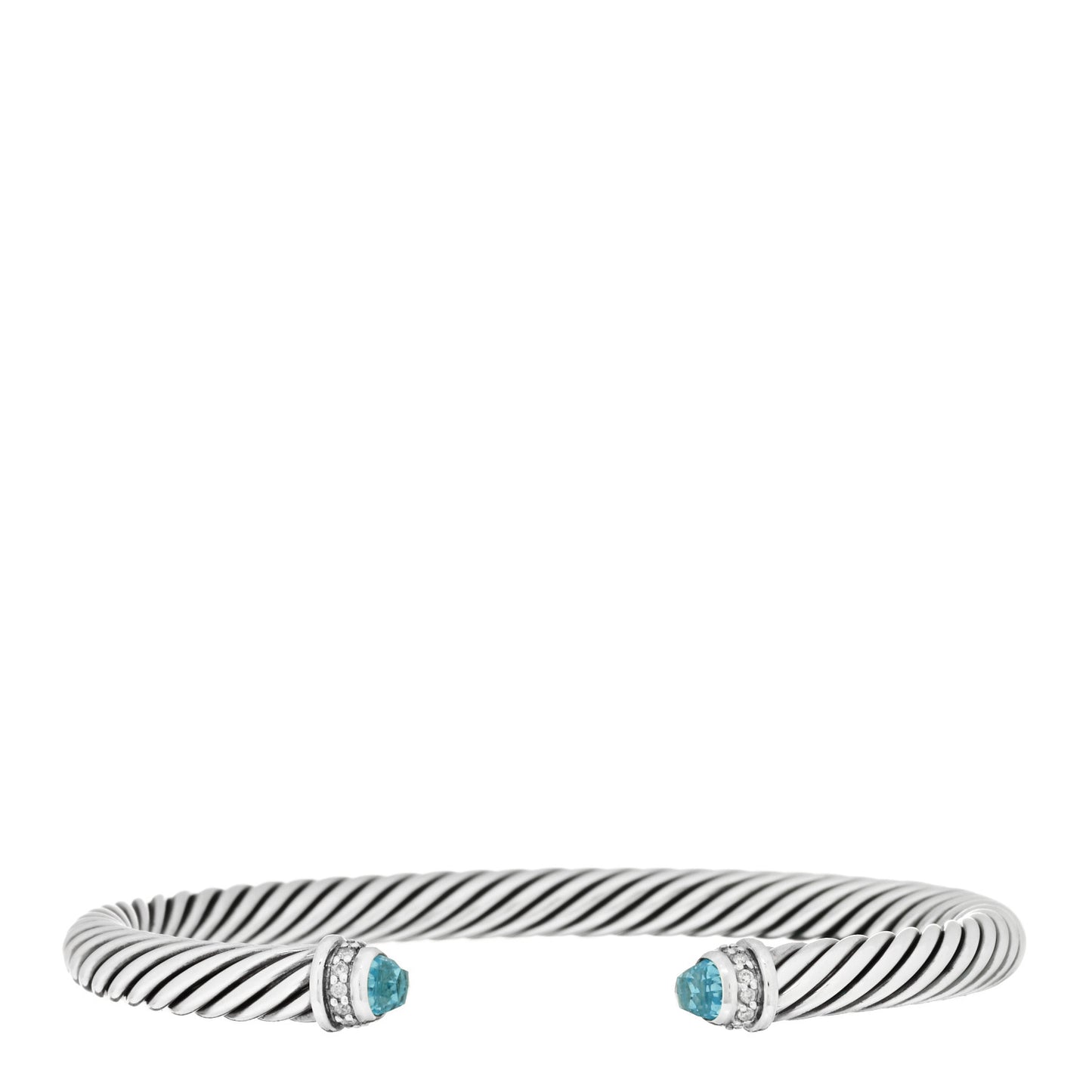 Sterling Silver Diamond Blue Topaz 5mm Cable Classics Bracelet