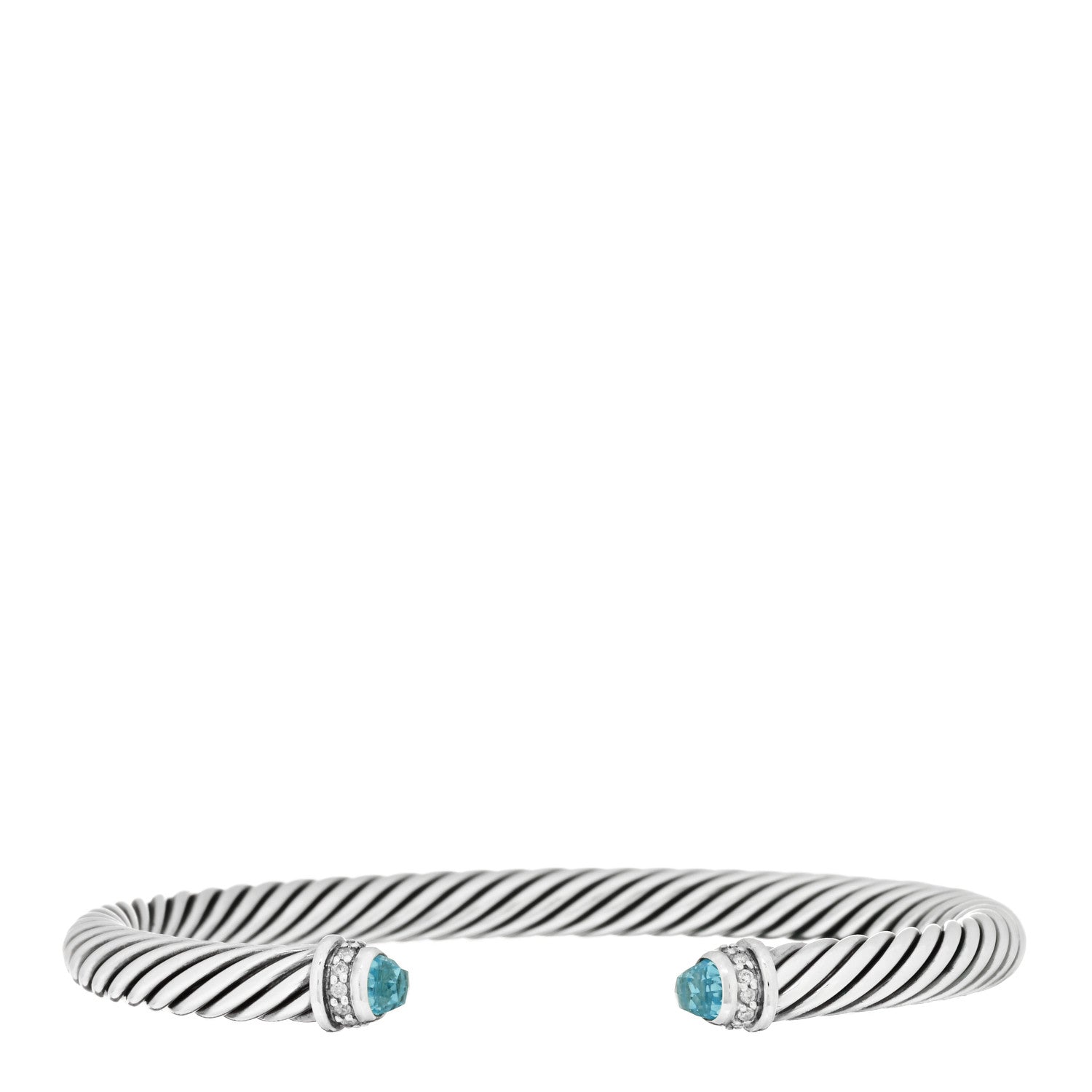 David Yurman Sterling Silver Diamond Blue Topaz 5mm Cable Classics Bracelet 1 of 3