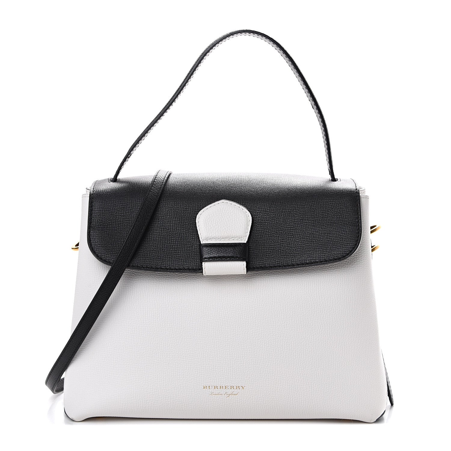 Burberry Derby Calfskin House Check Medium Camberley Chalk White Black 1 of 11