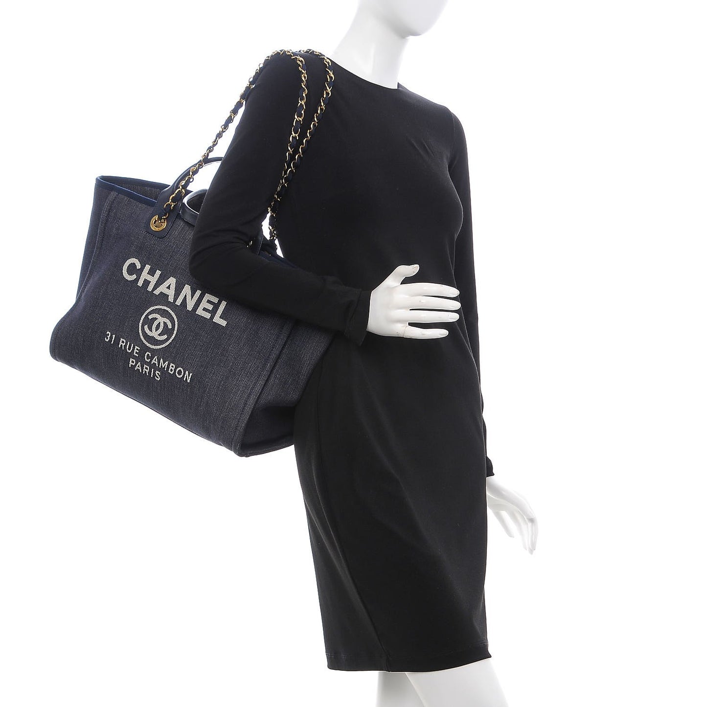 Denim Large Deauville Tote Dark Blue