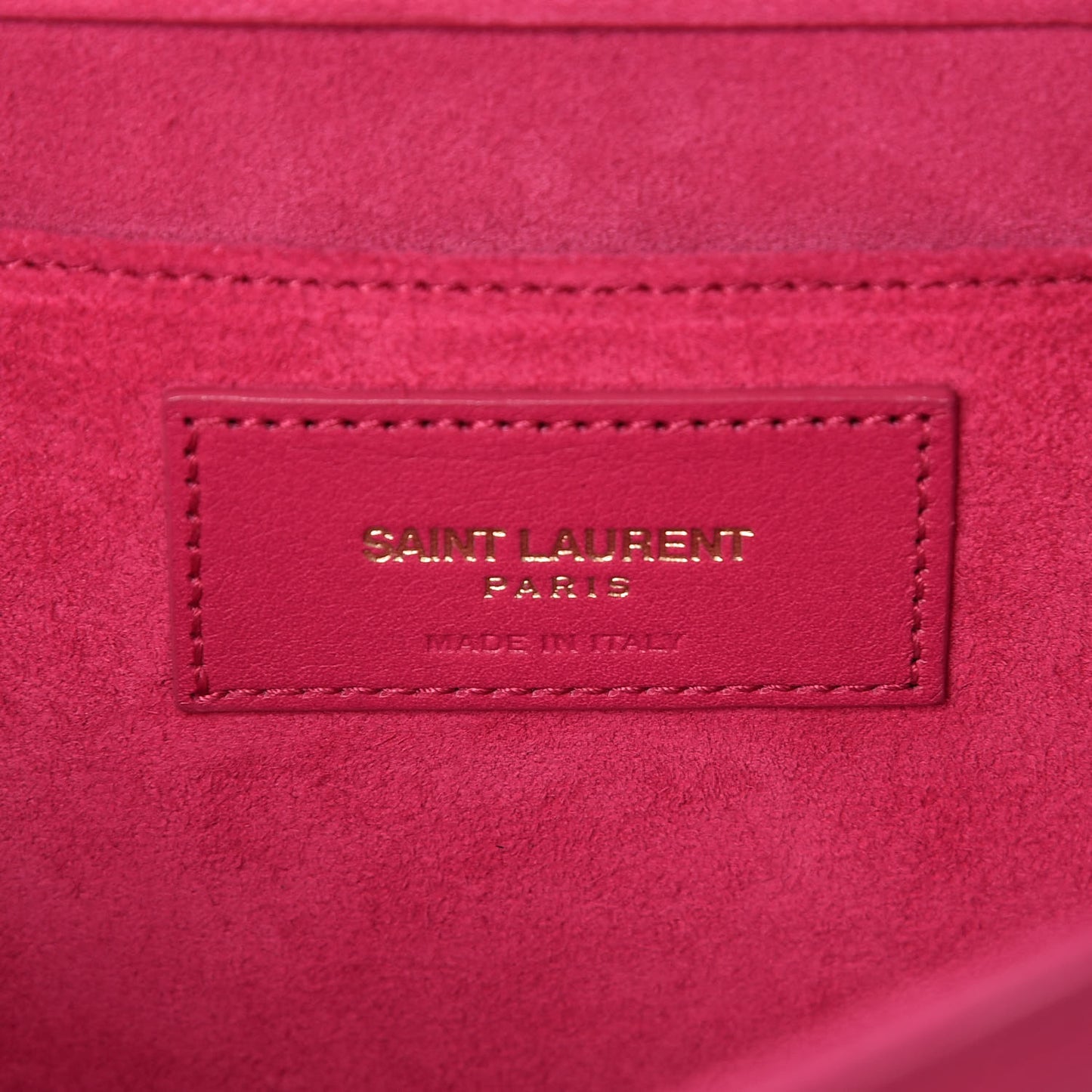 Calfskin Classic Y Ligne Clutch Fuchsia