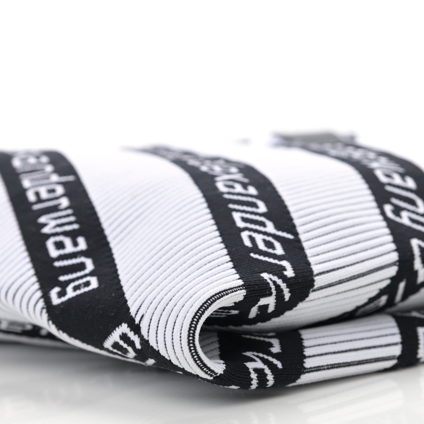 Knit Jacquard Diagonal Logo Shopper Tote Black White