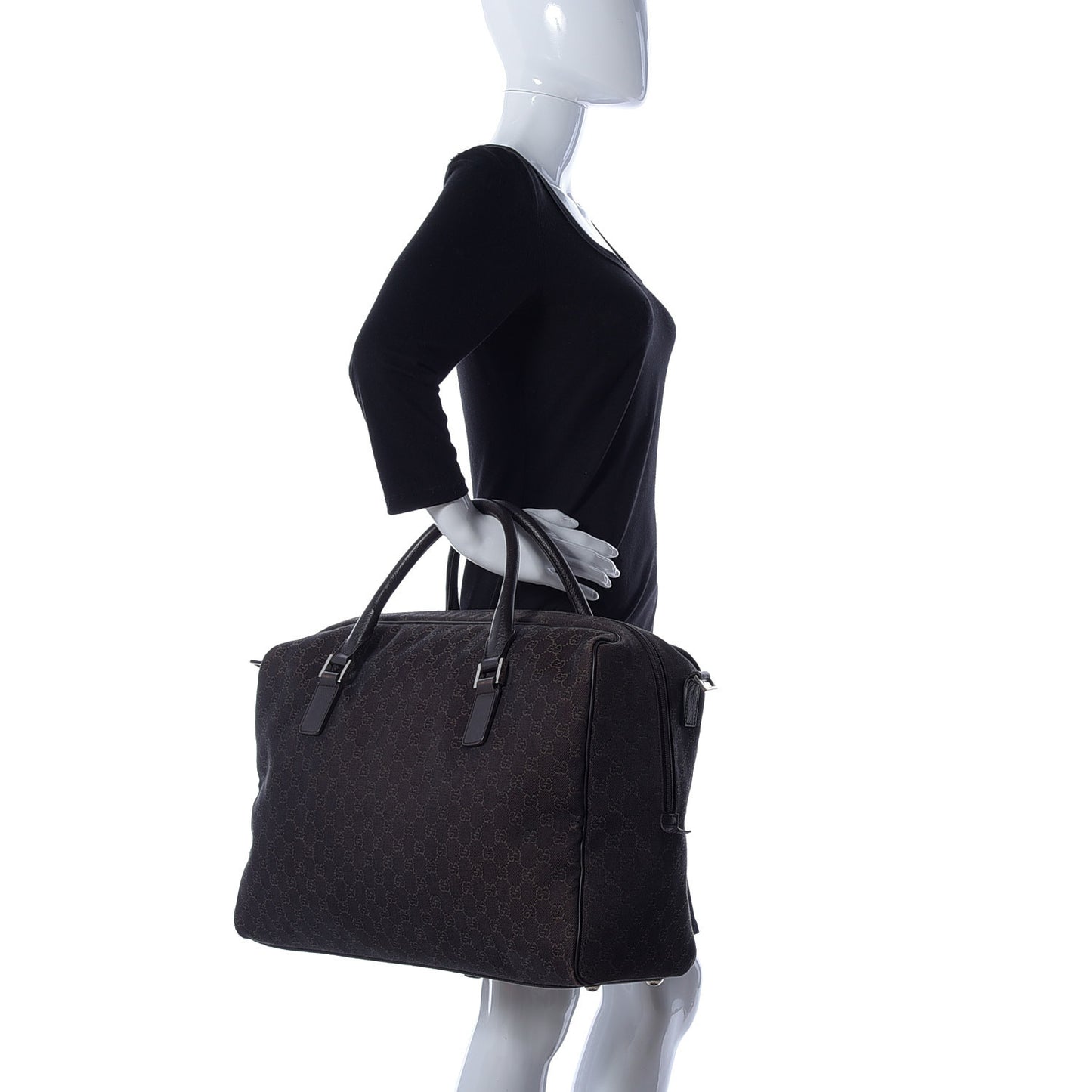 Denim Monogram Large Carry On Duffle Dark Brown