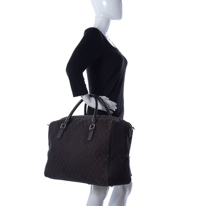 Gucci Denim Monogram Large Carry On Duffle Dark Brown 3 of 10