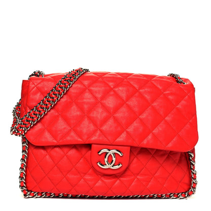Chanel Washed Lambskin Quilted Maxi Chain Around Flap Red 1 of 10