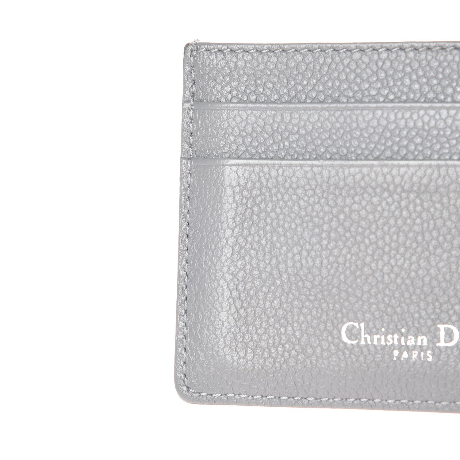 Christian Dior Grained Calfskin Cannage Diorama Card Holder Grey 8 of 10