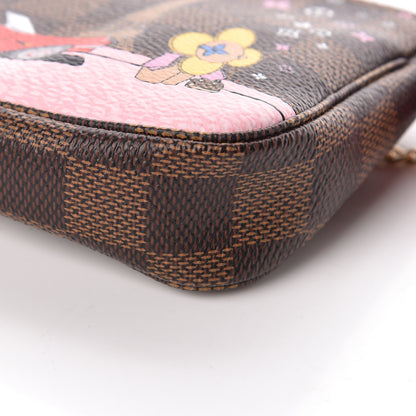 Louis Vuitton Damier Ebene 2019 Christmas Animation Mini Pochette Accessories Red 9 of 10
