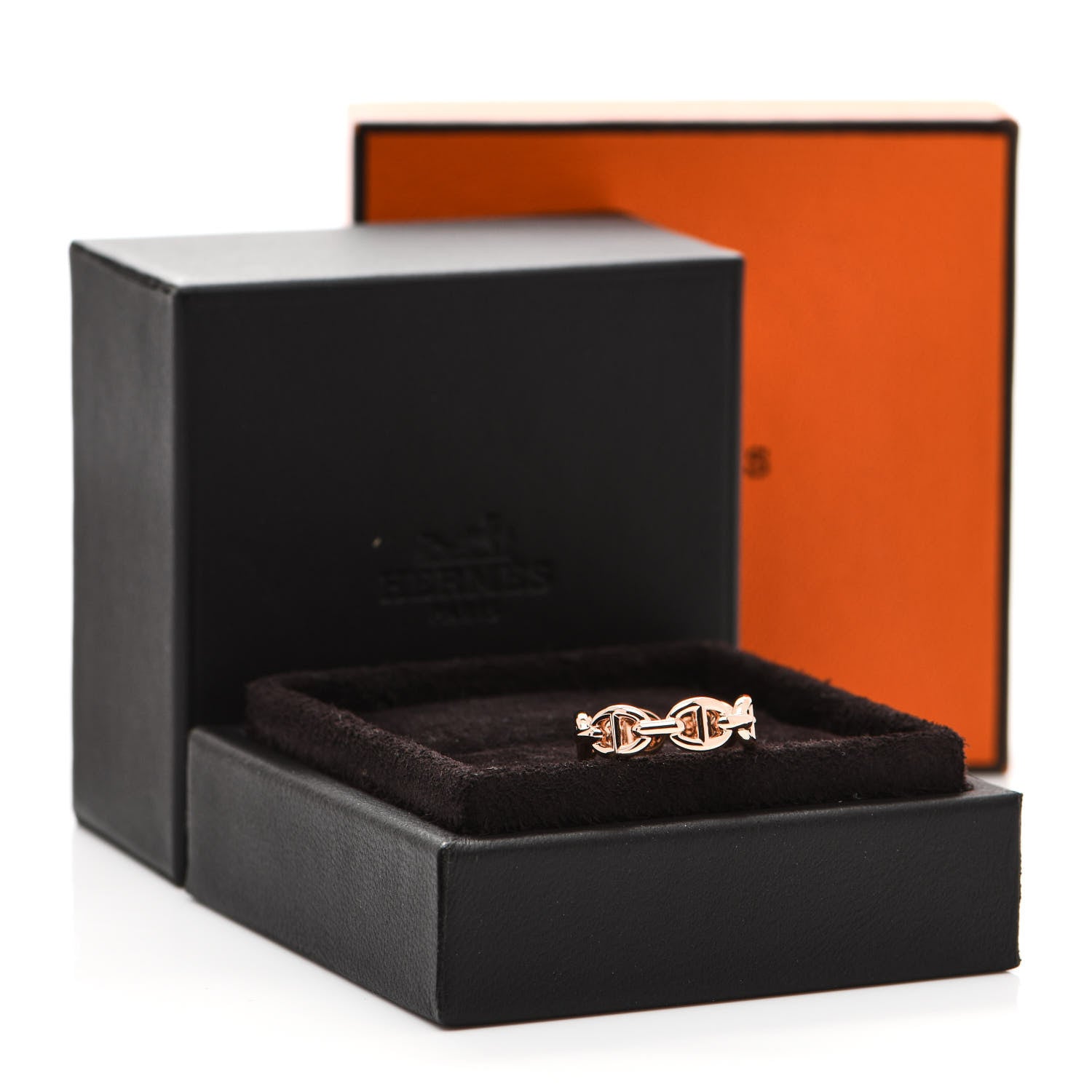 Hermes 18K Rose Gold PM Chaine D'Ancre Enchainee Ring 50 5.25 8 of 8