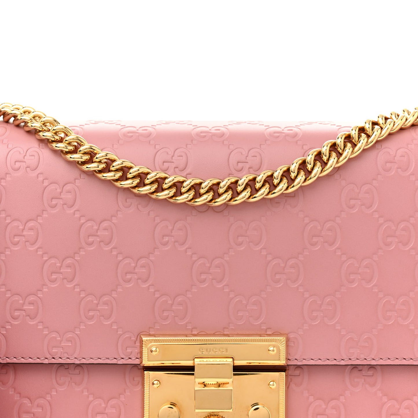 Guccissima Signature Medium Padlock Shoulder Bag Rose Baby Candy