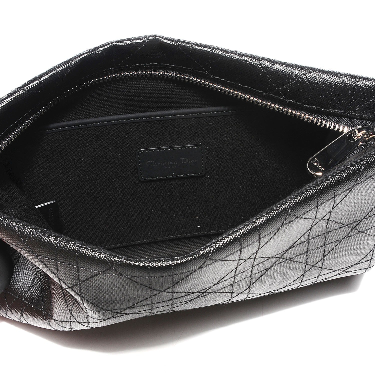 Christian Dior Coated Canvas Cannage Panarea Clutch Black 6 of 9