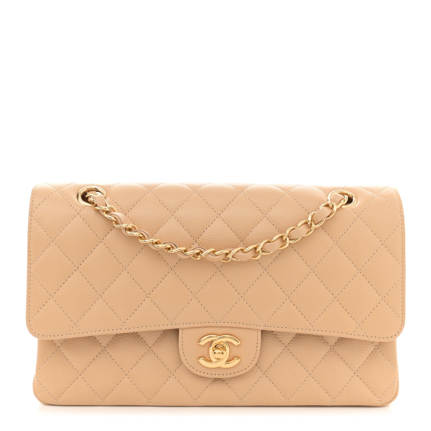 Chanel Caviar Quilted Medium Double Flap Beige 1 of 10