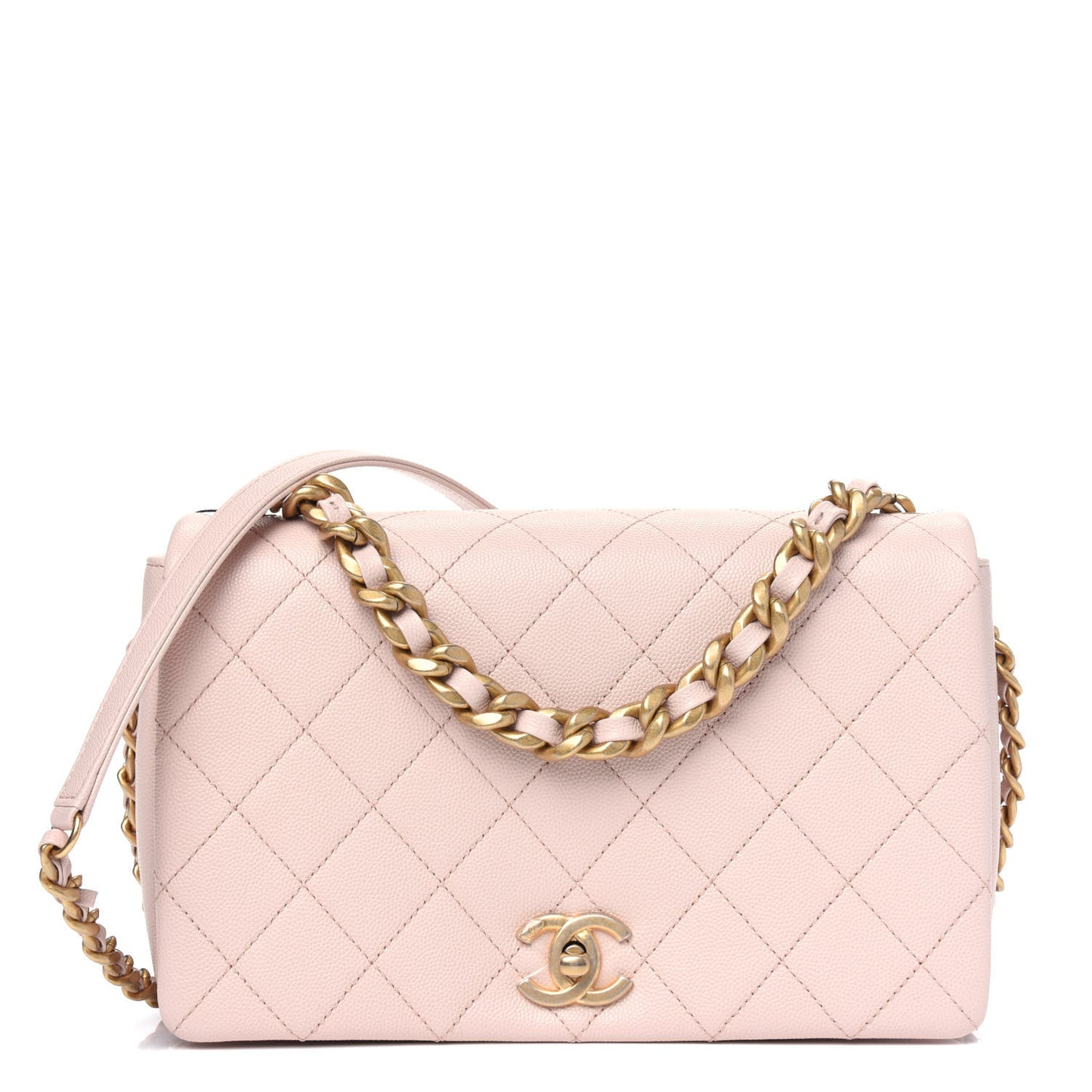 Caviar Quilted Medium Fashion Therapy Flap Beige