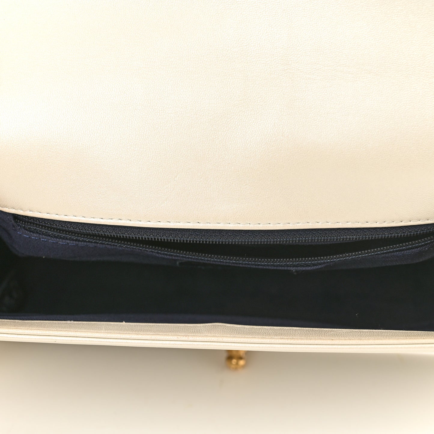 Lambskin Embossed New Medium Boy Cube Flap White