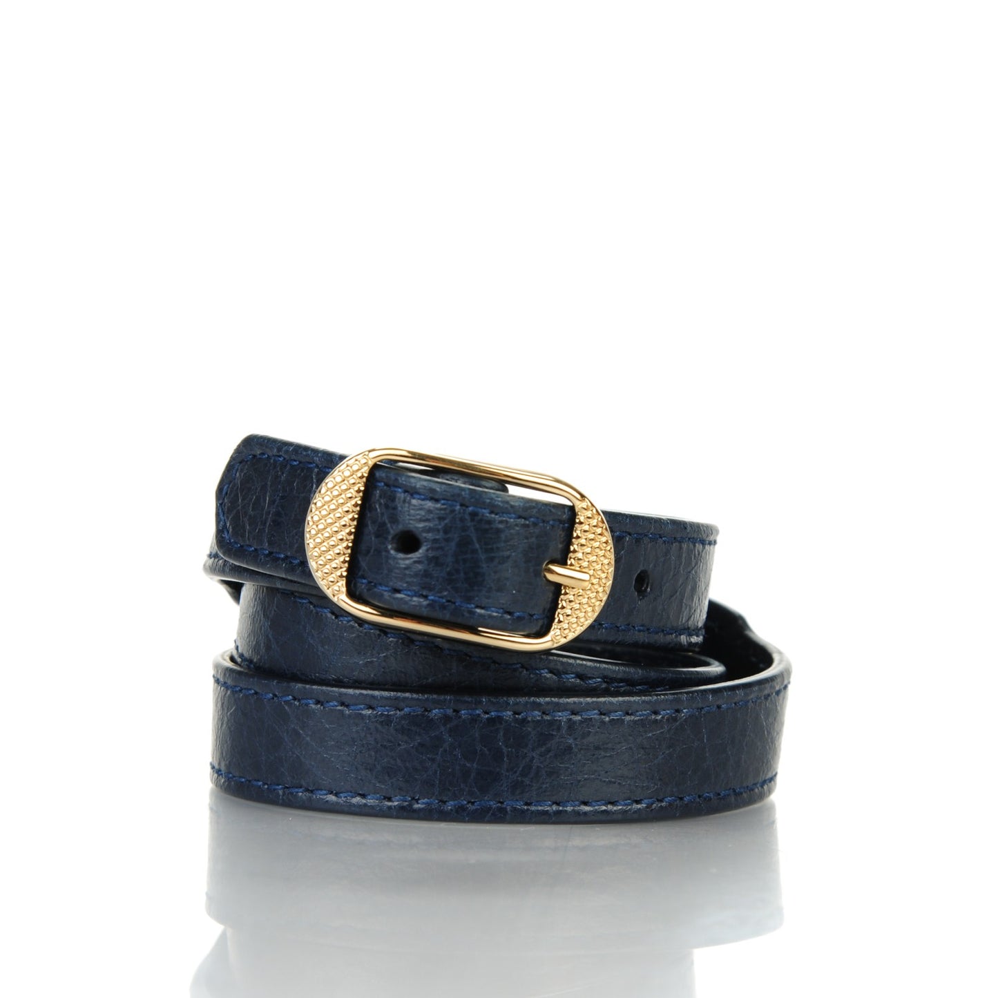 Agneau Giant 12 Gold Hardware Triple Tour Bracelet S Bleu Obscur