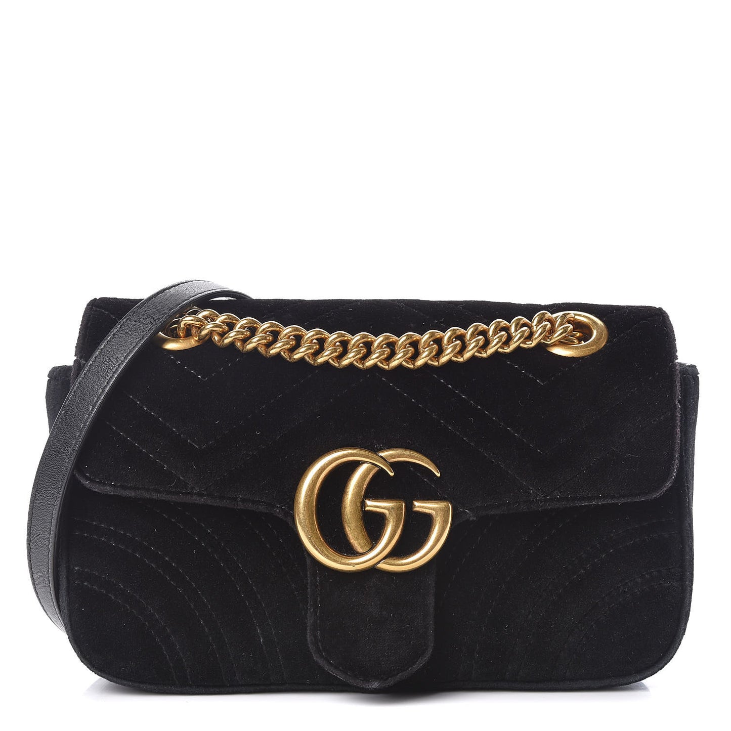 Velvet Matelasse Mini GG Marmont Shoulder Bag Black