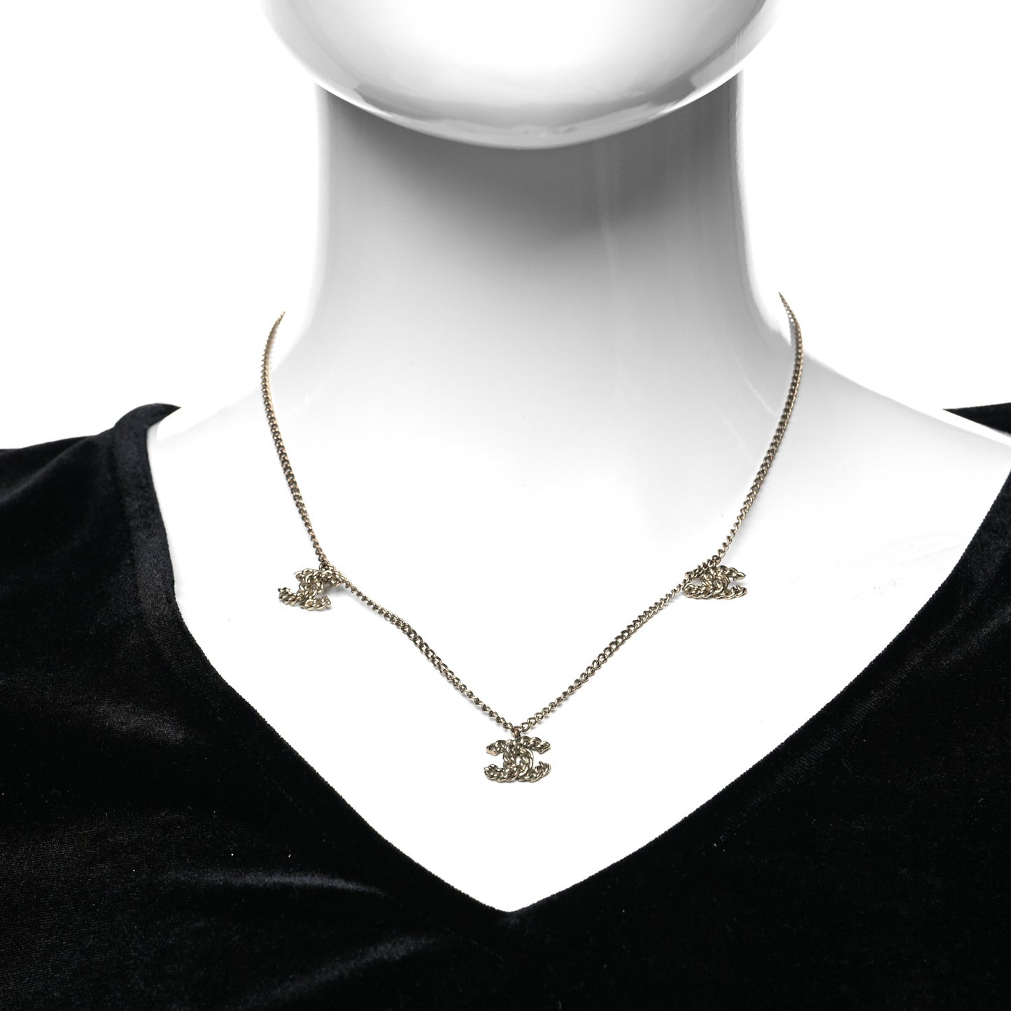 Metal CC Charm Necklace Gold