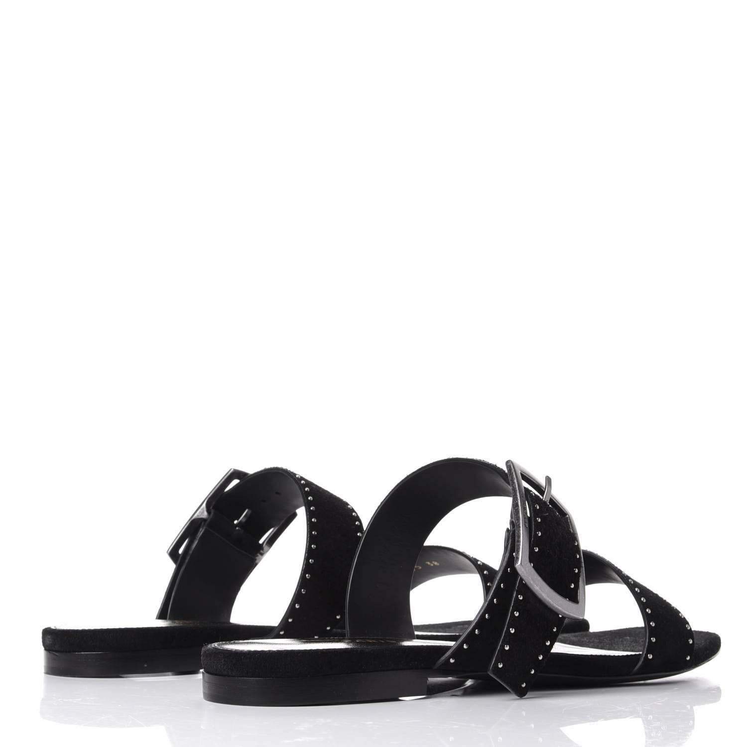 Saint Laurent Suede Otterproof Nikel Pallidio Sandals 38 Black 4 of 11