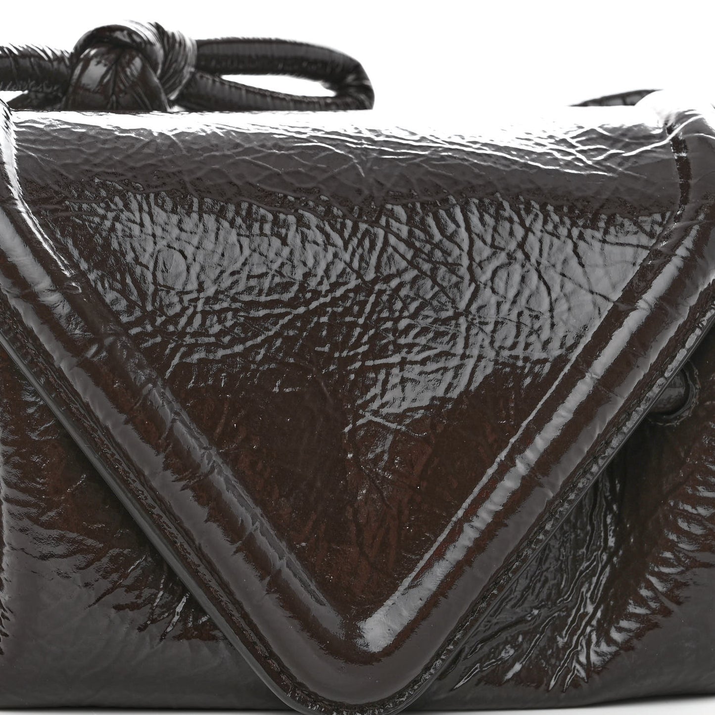 Patent Deerskin Small Beak Triangle Flap Shoulder Bag Fondant