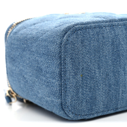 Chanel Denim Quilted Mini Pearl Crush Vanity Case With Chain 9 of 10