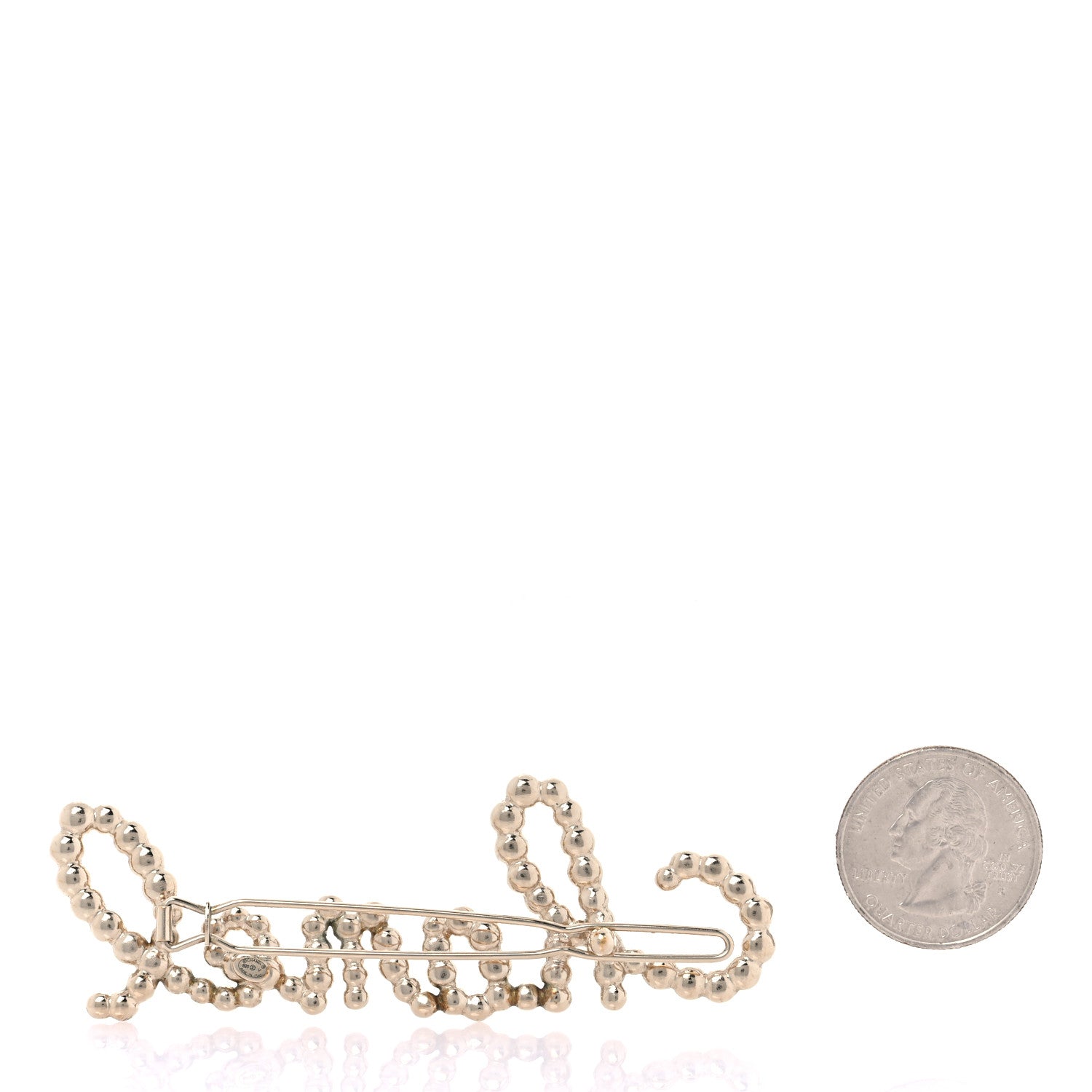 Chanel Metal Glass Swirling Pearls Hair Clip Gold 2 of 4