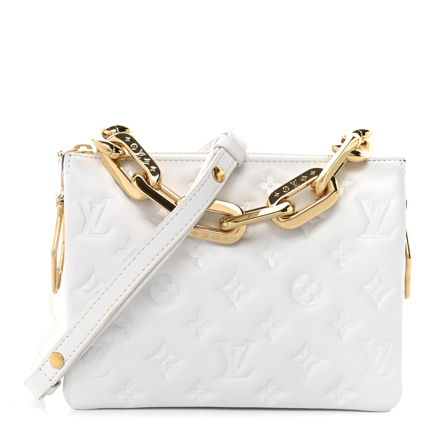 Lambskin Embossed Monogram Coussin BB White