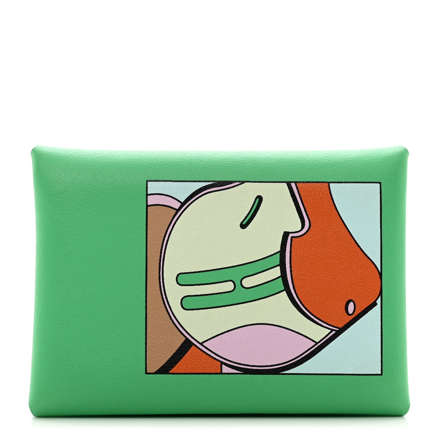 Hermes Swift Compact Saddle Print Calvi Duo Card Case Vert Comics 1 of 7