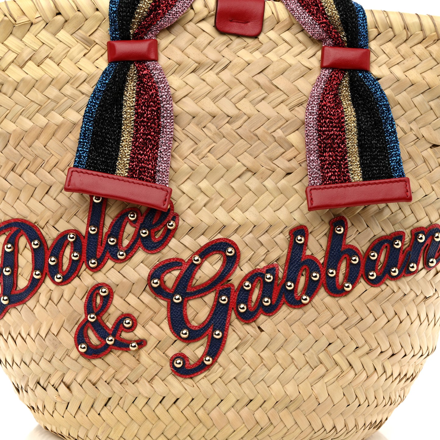 DOLCE &amp; GABBANA Woven Raffia Kendra Logo Tote Multicolor