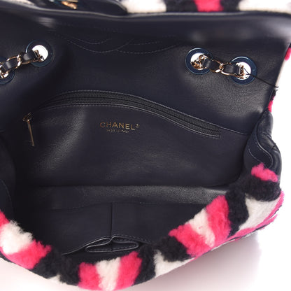 Chanel Lambskin Shearling Medium Flap Fuchsia Navy 5 of 10