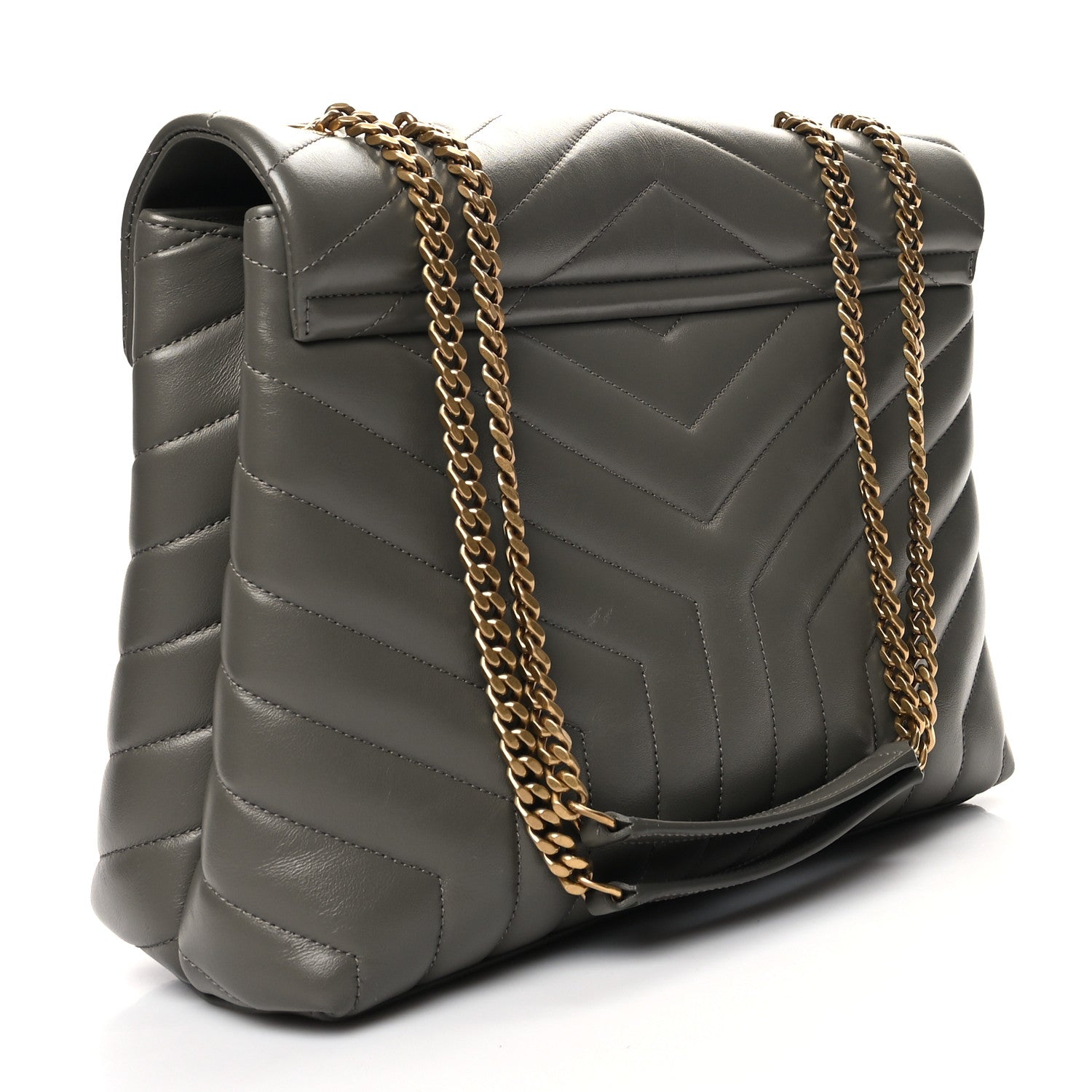 Saint Laurent Calfskin Y Quilted Monogram Medium Loulou Chain Satchel Asphalt 3 of 13