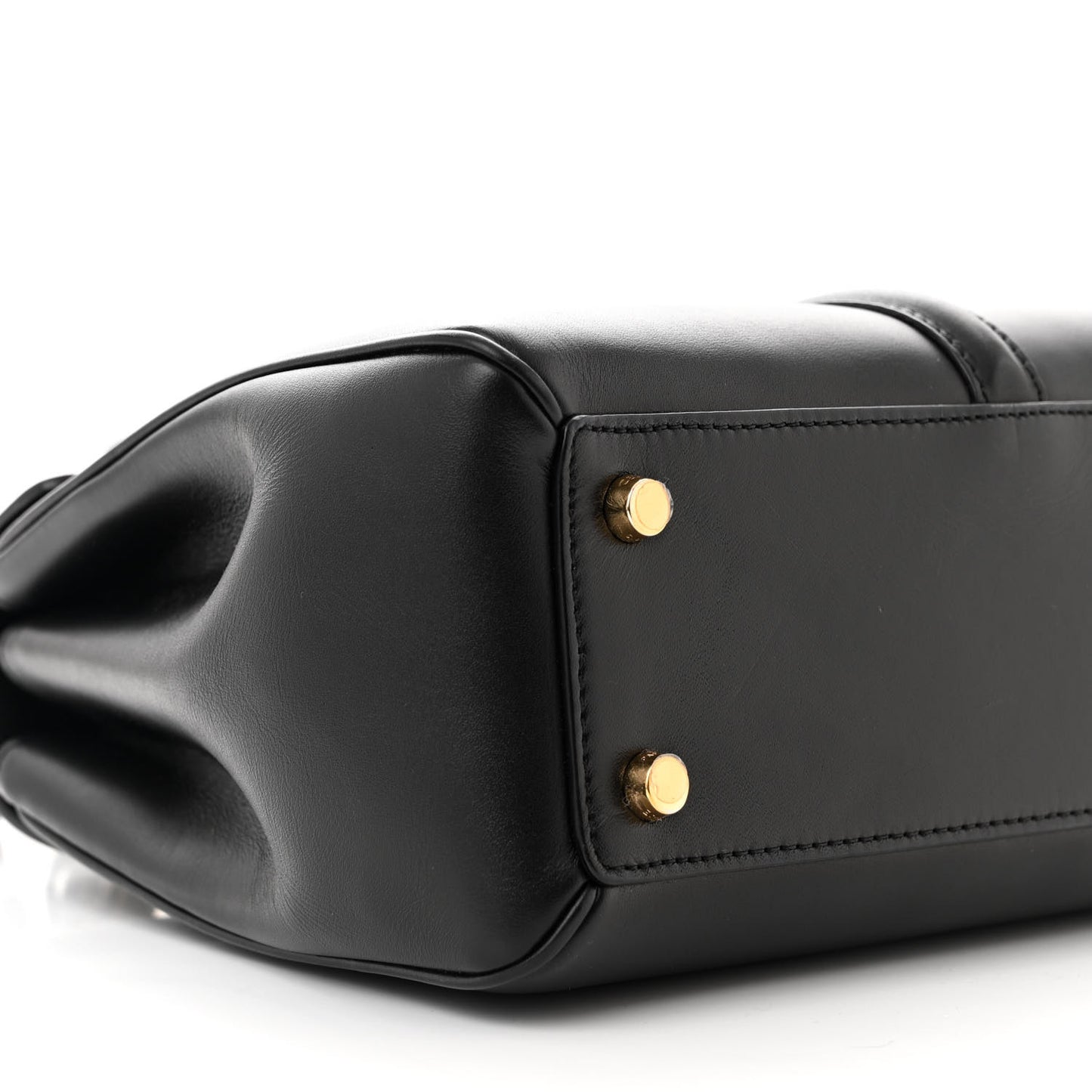 Satinated Calfskin Small 16 Top Handle Bag Black