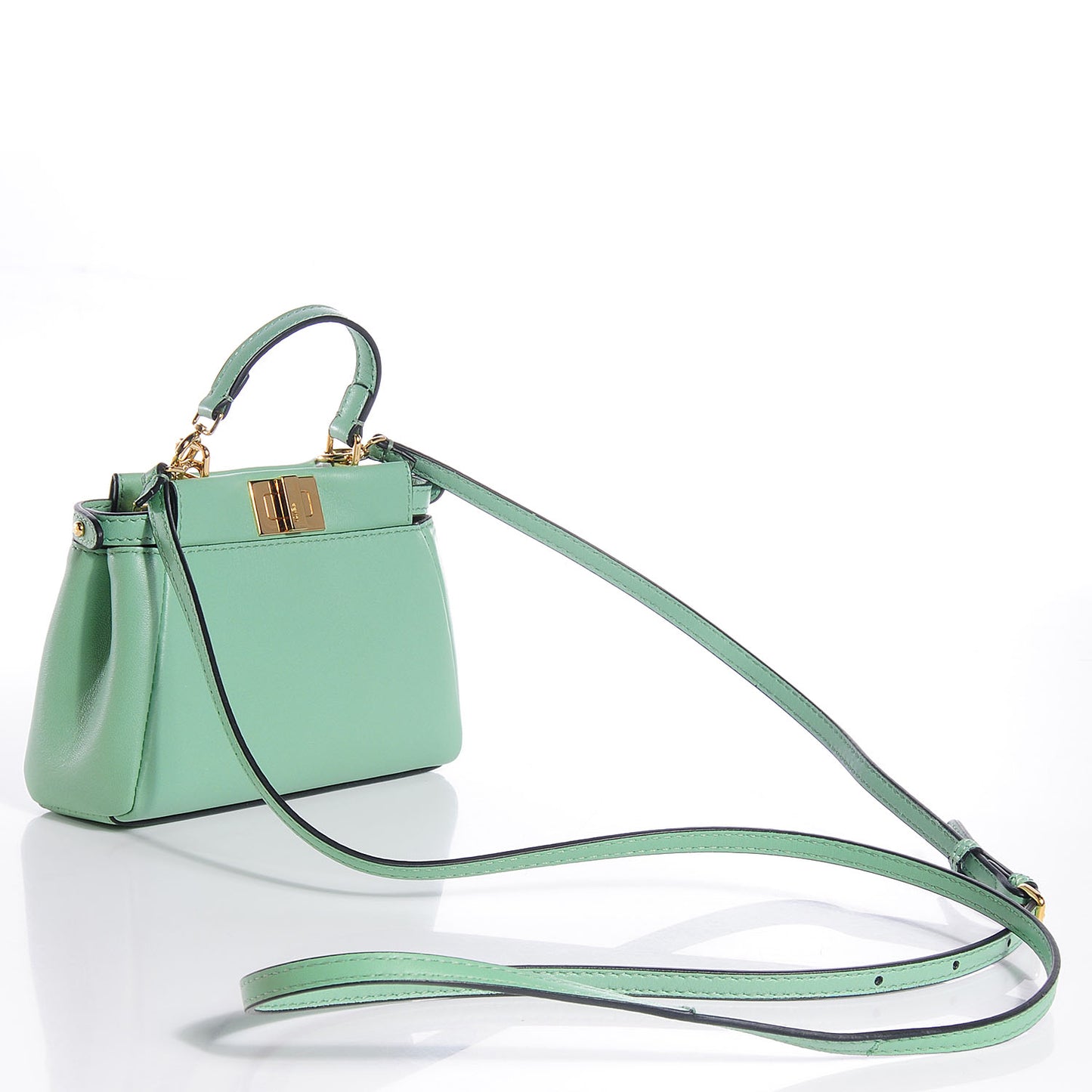 Shiny Nappa Micro Peekaboo Iconic Satchel Verde Acqua
