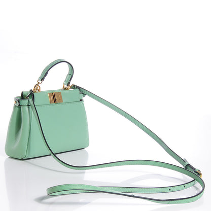 Fendi Shiny Nappa Micro Peekaboo Iconic Satchel Verde Acqua 5 of 12