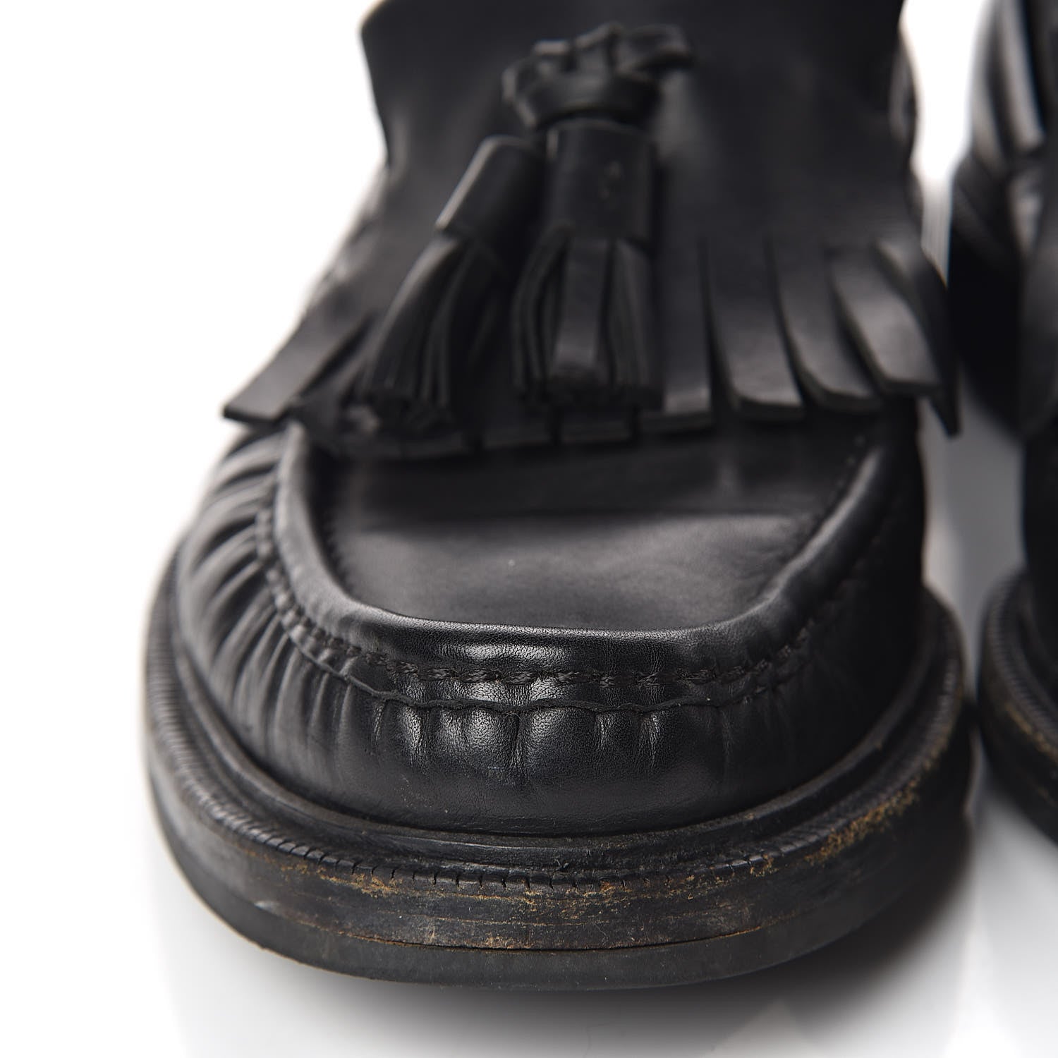 Gucci Calfskin Mens Tassel Fringe Loafers 7.5 Black 10 of 21