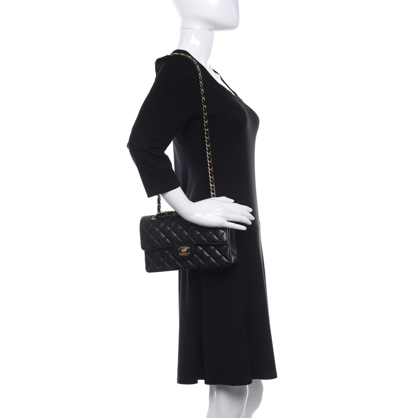 Caviar Quilted Small Double Flap Black