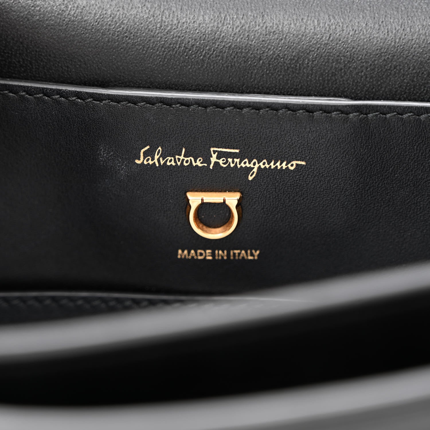 Salvatore Ferragamo Calfskin Canvas Trifolio Crossbody Bag Black 6 of 13
