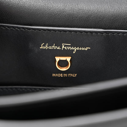 Salvatore Ferragamo Calfskin Canvas Trifolio Crossbody Bag Black 6 of 13