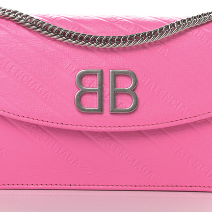 Balenciaga Shiny Goatskin Logo Embossed BB Wallet On Chain Acid Pink 8 of 11