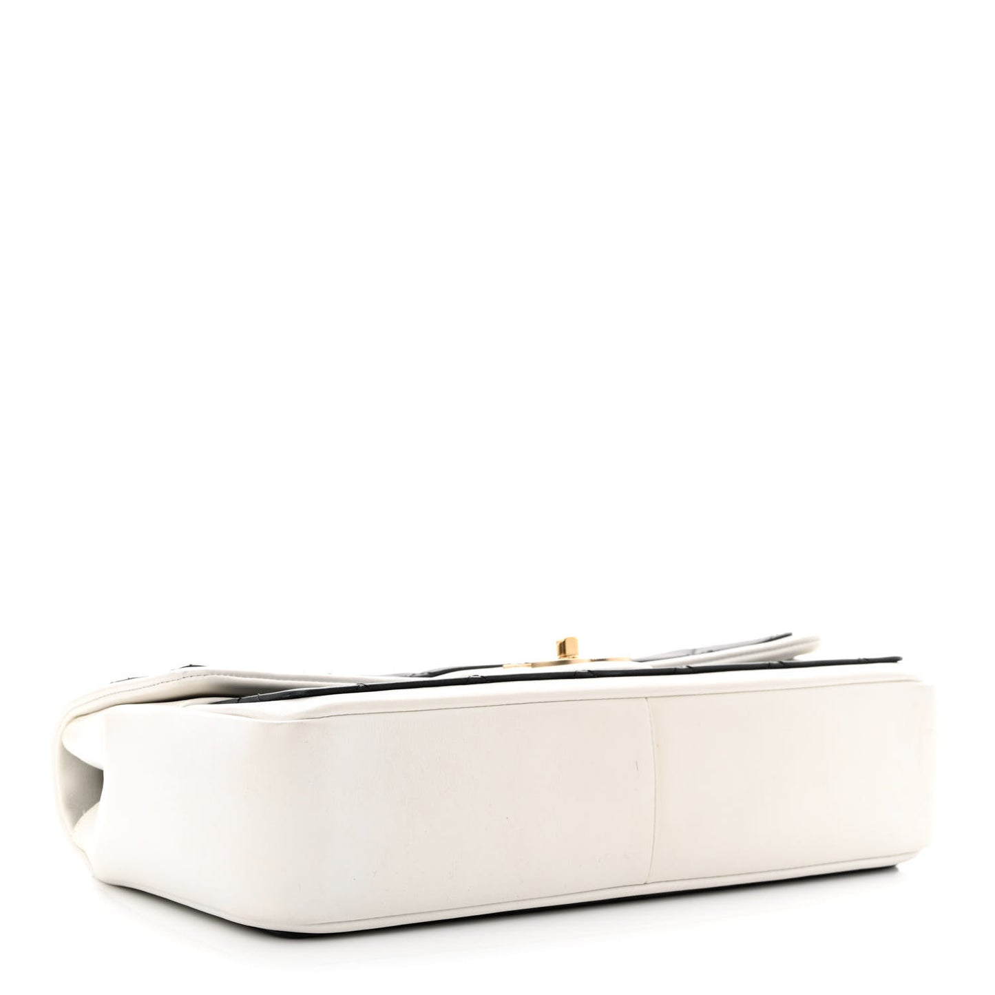 Calfskin Quilted Medium Graphic Flap Black White