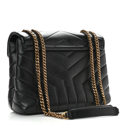 Saint Laurent Calfskin Y Quilted Monogram Small Loulou Chain Satchel Black 3 of 8