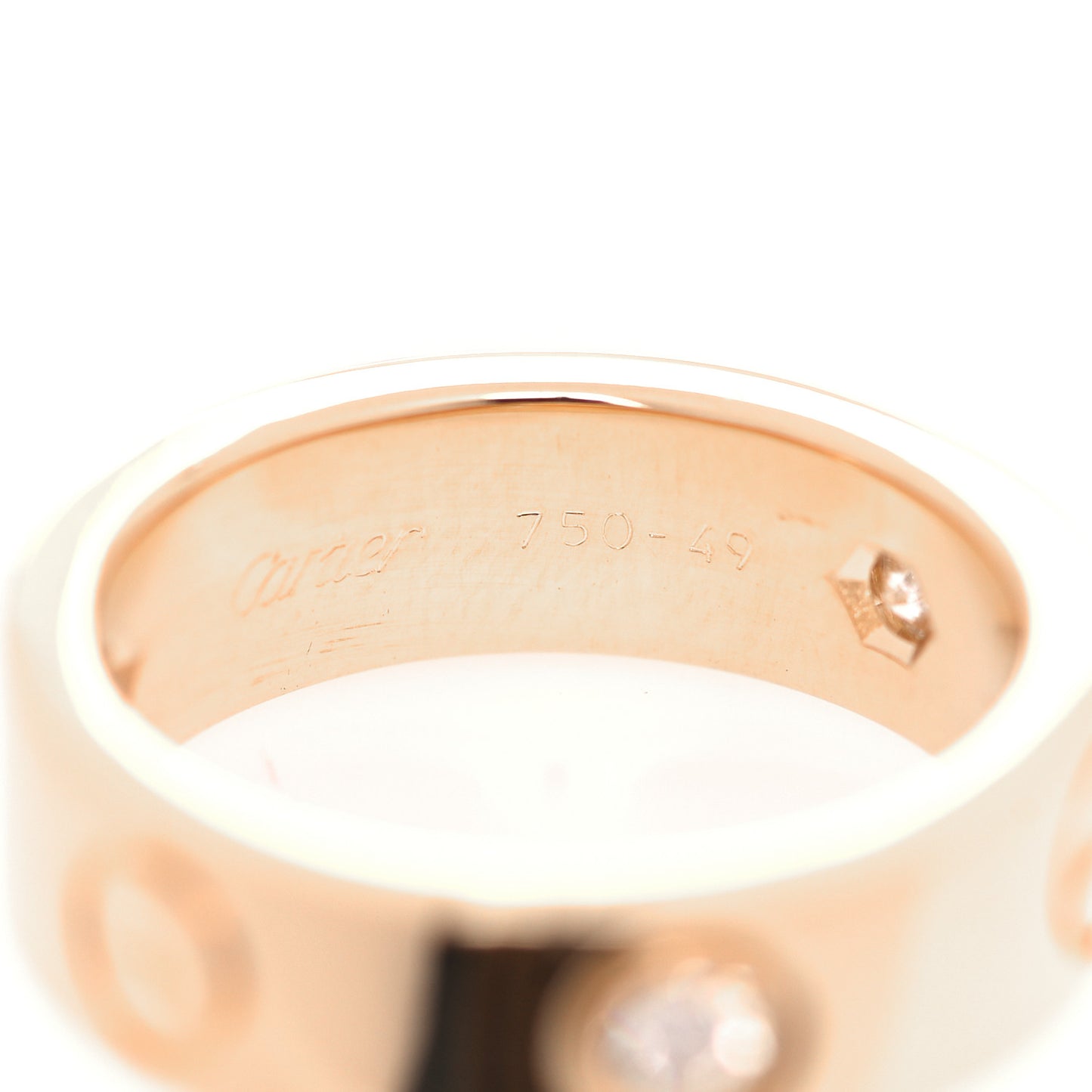 18K Yellow Gold 3 Diamond 5.5mm LOVE Ring 49 4.75