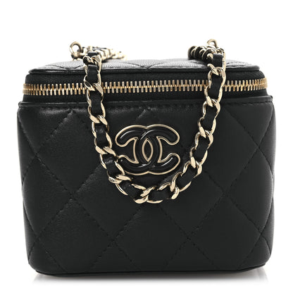 Chanel Lambskin Quilted Mini Enamel Vanity Case With Chain Black 1 of 12