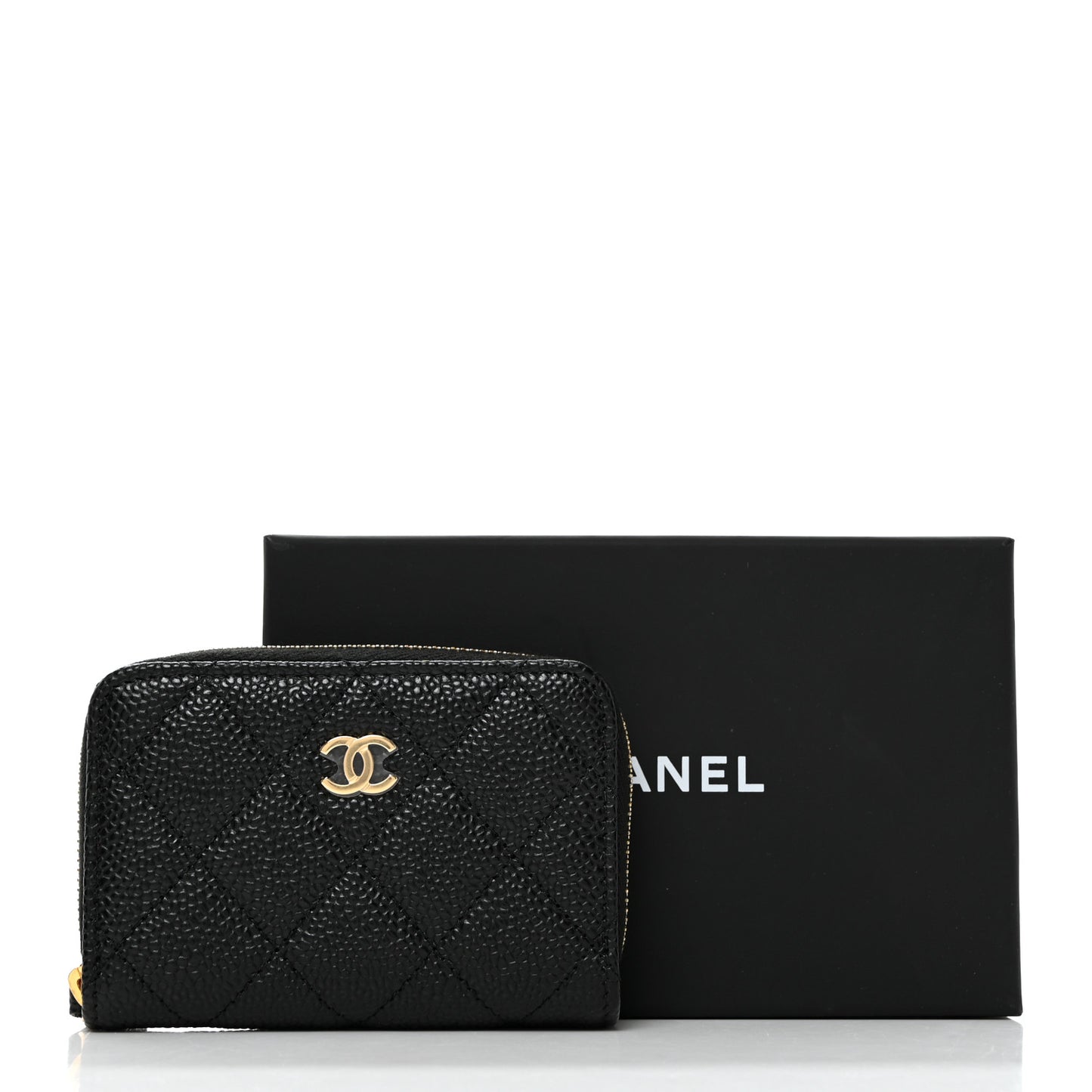Caviar Quilted Zip Coin Purse Black