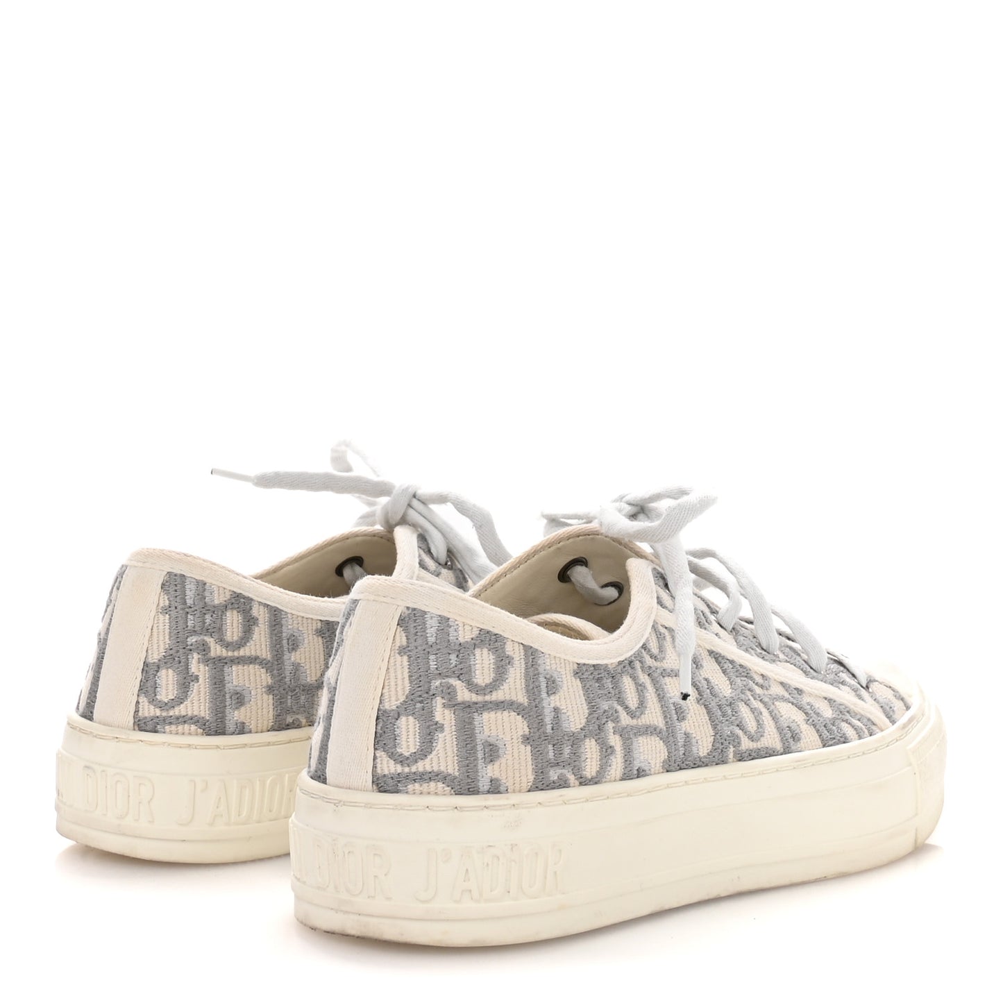 Canvas Oblique Walk'N'Dior Low Top Sneakers 37 Grey Stone