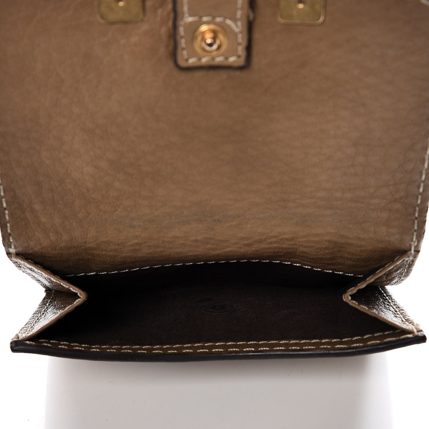Grained Calfskin Marcie Square Wallet Nut