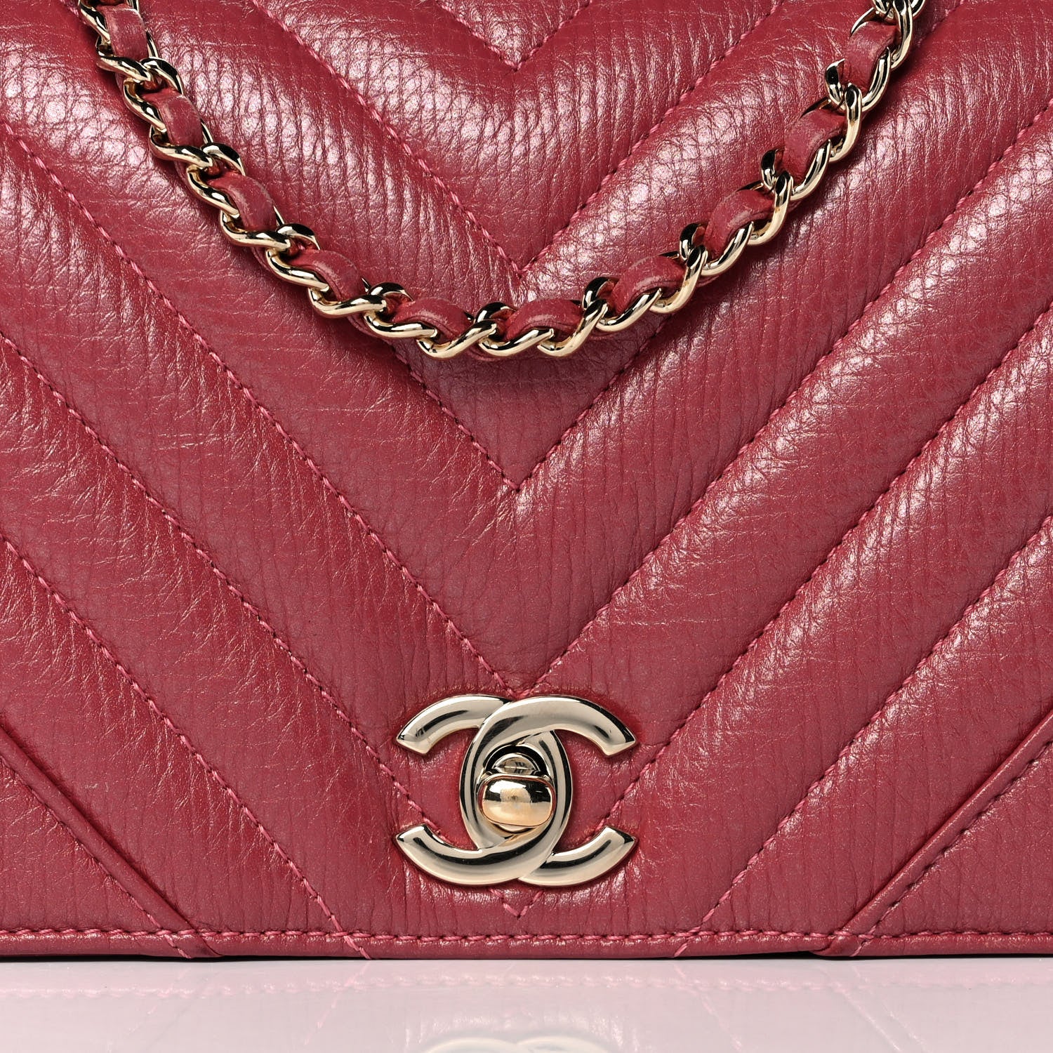 Chanel Calfskin Chevron Quilted Mini Statement Flap Pink 9 of 12
