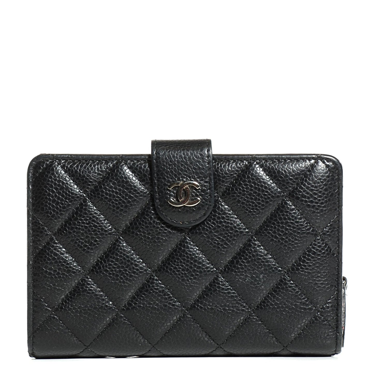 Caviar Quilted Zipped Pocket Wallet Black