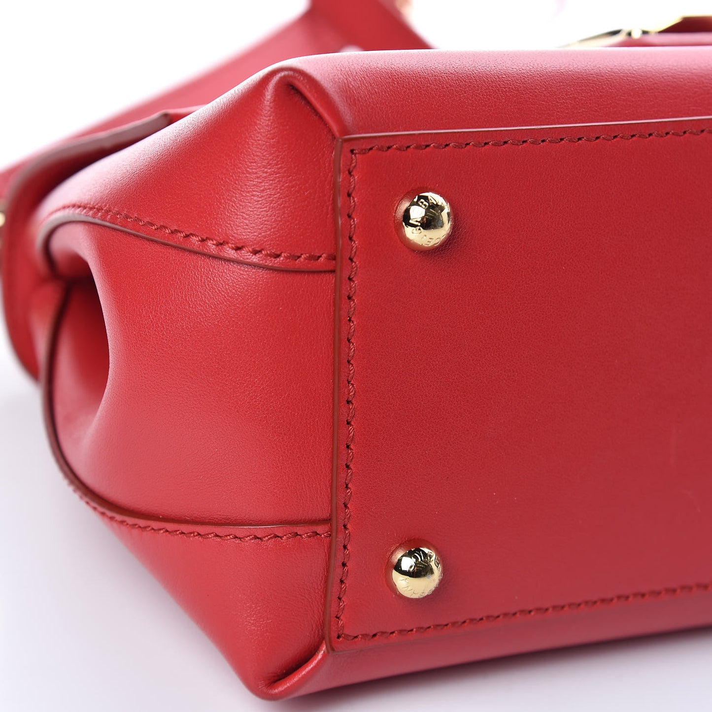 Calfskin Embellished Small Lucia Top Handle Bag Rosso