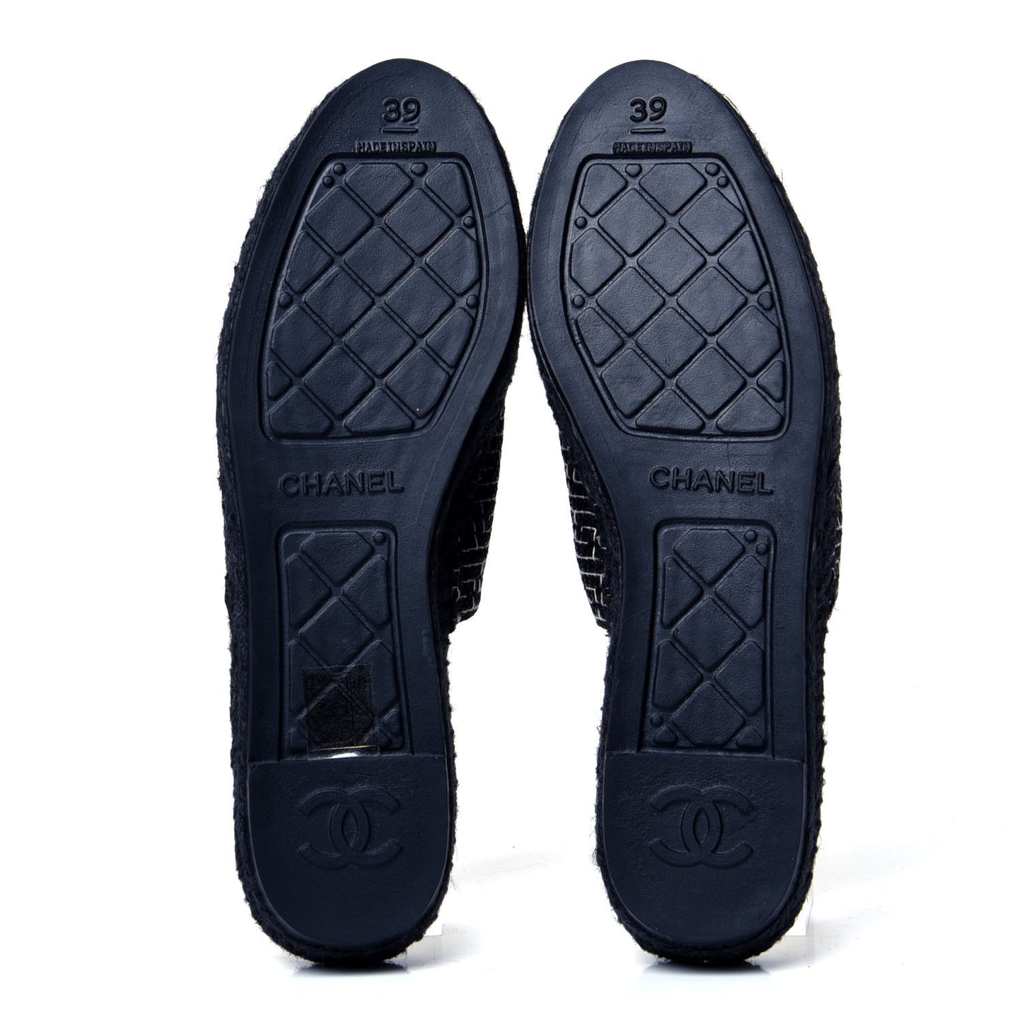 Tweed CC Slip On Espadrilles 39 Black Silver