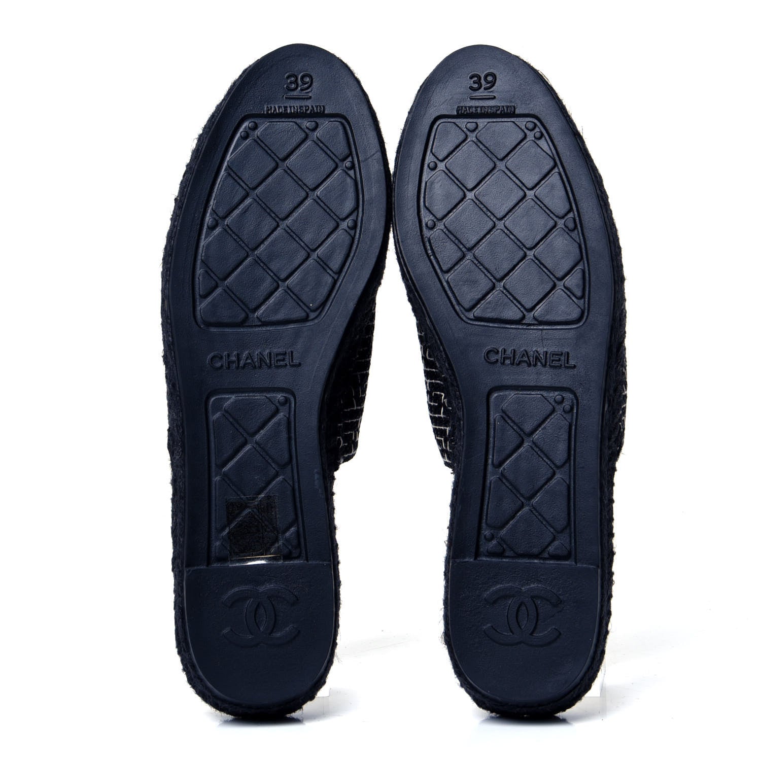 Chanel Tweed CC Slip On Espadrilles 39 Black Silver 5 of 6